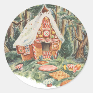 Vintage Fairy Tale, Hansel and Gretel Candy House Classic Round Sticker