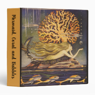 Vintage Fairy Tale, Little Mermaid in Ocean Coral Binder