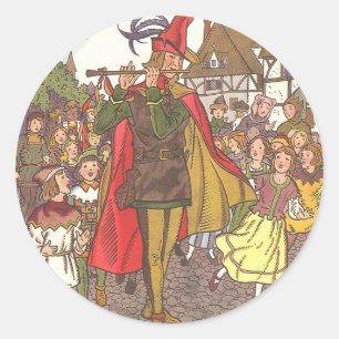 Vintage Fairy Tale Pied Piper of Hamelin by Hauman Classic Round Sticker