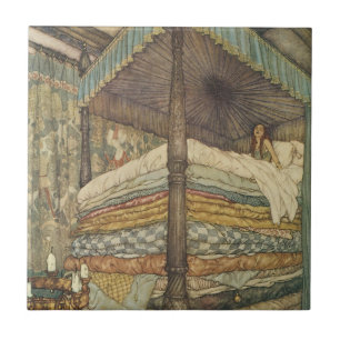 Vintage Fairy Tale, Princess and Pea, Edmund Dulac Tile