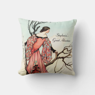 Vintage Fairy Tale Princess Whimsical Storybook Throw Pillow
