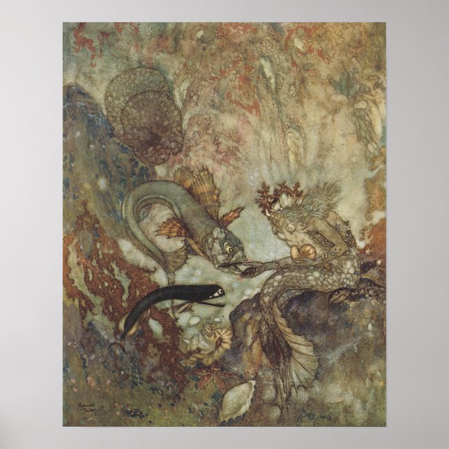 Vintage Fairy Tale, The Mermaid by Edmund Dulac Poster (Front)
