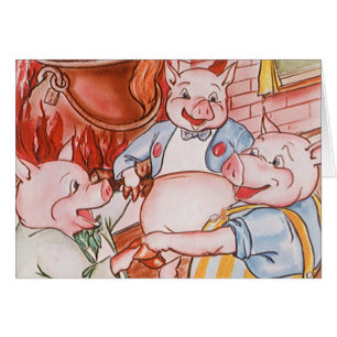 Vintage Fairy Tale Three Little Pigs and the Wolf