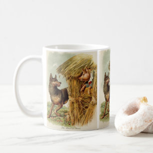 Vintage Fairy Tale, Three Little Pigs and Wolf Coffee Mug