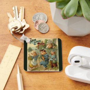 Vintage Fairy Tale, Three Little Pigs Keychain