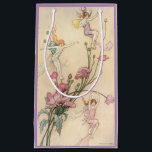 Vintage Fairy Tales, Three Spirits Filled With Joy Small Gift Bag<br><div class="desc">Vintage illustration fairy tales and nursery rhymes design featuring 3 beautiful, whimsical fairies frolicking around colourful poppies in a garden. Three Spirits Filled with Joy by artist Warwick Goble. Originally created for the "Book of Fairy Poetry" written by Robert Louis Stevenson, 1920. Three magical fairies with wings having fun dancing...</div>