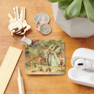 Vintage Fairy Tales, Thumbelina and Prince Wedding Keychain