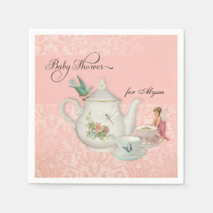 Vintage Fairy Teapot Tea Cup Baby Shower Decor Napkin