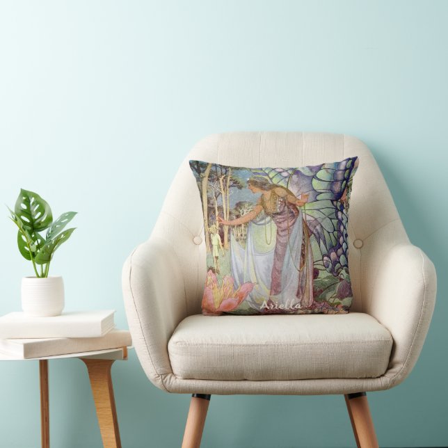 Vintage Fairy  Throw Pillow (Chair)