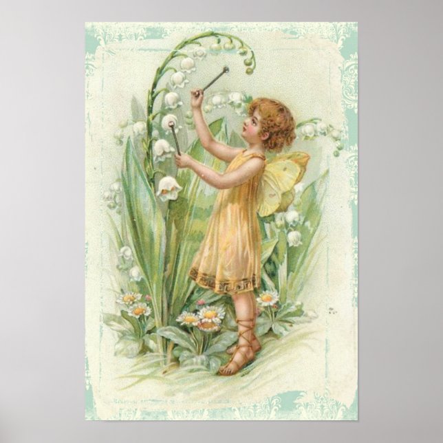 Vintage Fairy with Flowers Poster (Front)