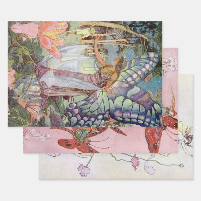 Vintage Fairy  Wrapping Paper Sheet (Set)