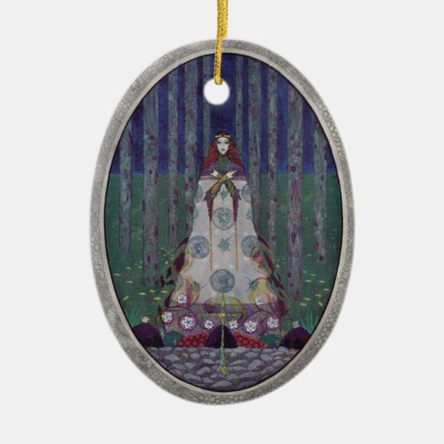Vintage Fairytale Art Ceramic Ornament (Front)