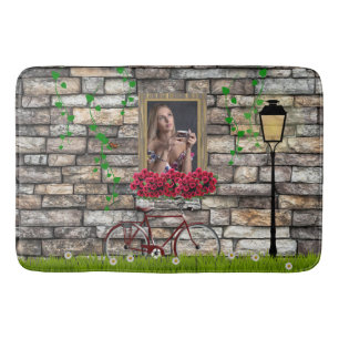 Vintage Fairytale Bicycle Roses Girly Photo Frame Bath Mat