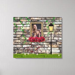 Vintage Fairytale Bicycle Roses Girly Photo Frame Canvas Print