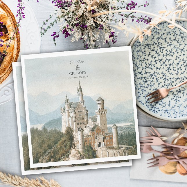 Vintage Fairytale Castle Rustic Forest Wedding Napkin (Vintage Fairytale Castle Rustic Forest Wedding Napkins)