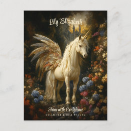Vintage Fairytale Forest Unicorn Magical Pegasus Postcard