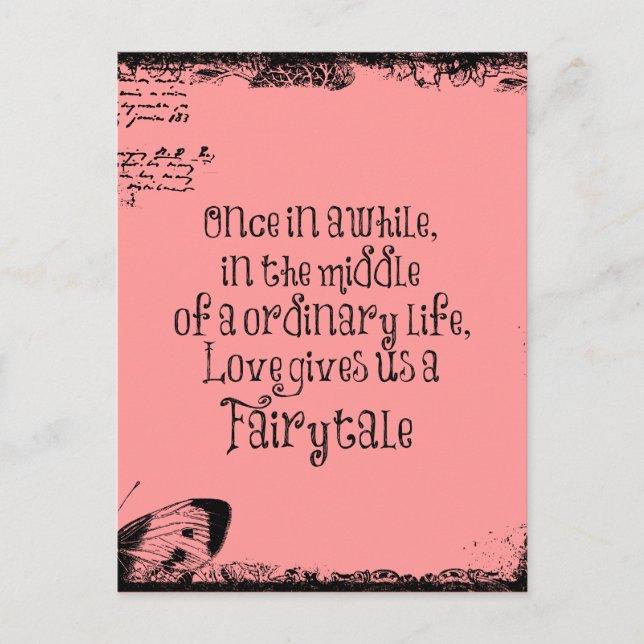 Vintage Fairytale Love Quote Postcard (Front)