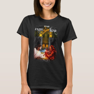Vintage Faith Over Fear Lion Christian Cross Jesus T-Shirt