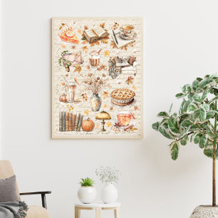 Vintage Fall Autumn Essential Book Food Aesthetic Poster