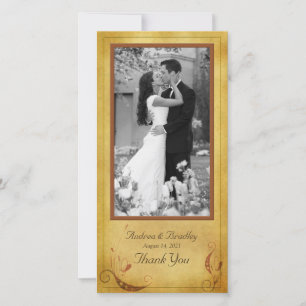 Vintage Fall Country Floral Wedding Photocard Thank You Card