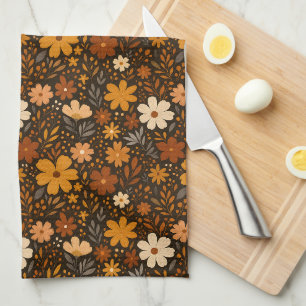 Vintage Fall Floral Pattern – Autumn Flowers Kitchen Towel