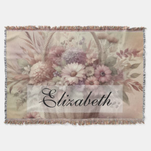Vintage Fall flowers pastel watercolor painting  Throw Blanket