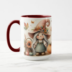 Vintage Fall Gnomes with Autumn leaves Mug