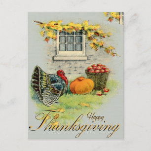 VINTAGE FALL HARVEST AT THE FARM POSTCARD