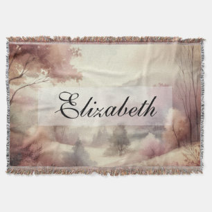 Vintage Fall Leaves Scenery neutral colours  Throw Blanket