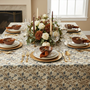 Vintage Fall Oak Leaf   Elegant Blue and Gold Tablecloth