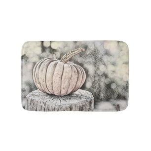 Vintage Fall pumpkins fall colours drawing  Bath Mat