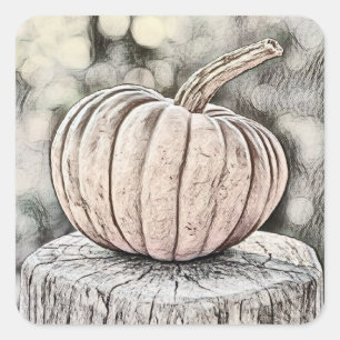 Vintage Fall pumpkins fall colours drawing Square Sticker