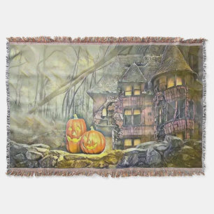 Vintage Fall pumpkins fall colours drawing  Throw 