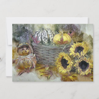 Vintage Fall pumpkins fall colours watercolor  Invitation