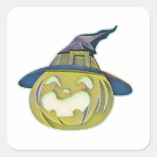 Vintage Fall pumpkins fall colours watercolor Squ Square Sticker