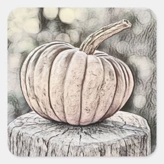 Vintage Fall pumpkins fall colours watercolor Squ Square Sticker