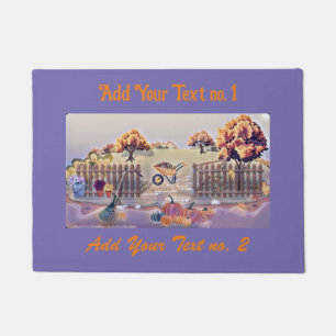 Vintage Fall pumpkins fall colours watercolor Thr Doormat