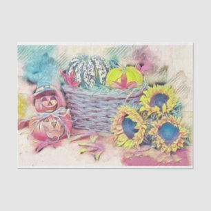 Vintage Fall pumpkins fall colours watercolor Thr Tissue Paper