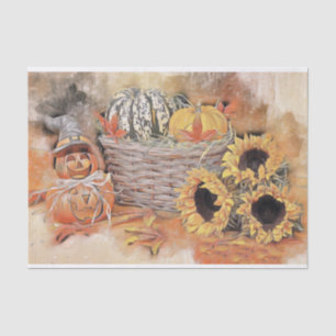 Vintage Fall pumpkins fall colours watercolor  Tissue Paper