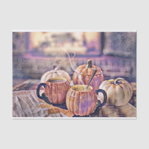 Vintage Fall Pumpkins Purple Pink Watercolor Tissue Paper