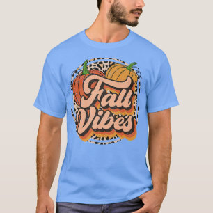 Vintage Fall Vibes Leopard Pumpkin Patch Autumn Th T-Shirt