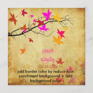 Vintage fall wedding /electric pink invitation