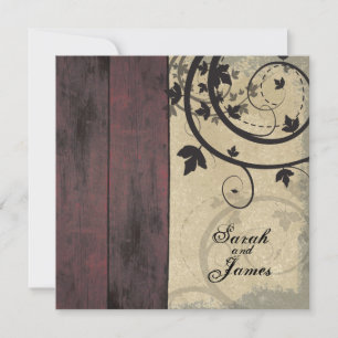 Vintage Fall Wedding Invitation Red Barn Board