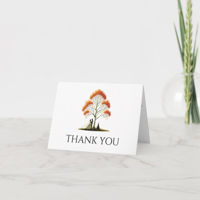 Vintage Fall Wedding Thank You Card (Front)