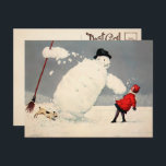 Vintage Falling Snowman Christmas Postcard<br><div class="desc">Vintage falling snowman Christmas postcard.  High quality,  restored vintage image.</div>