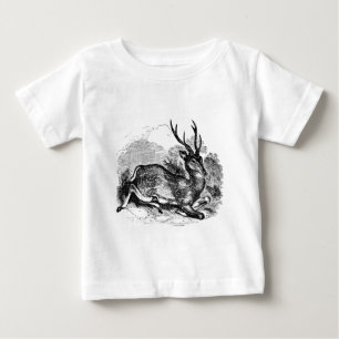 Vintage Fallow Deer Buck Personalized Illustration Baby T-Shirt