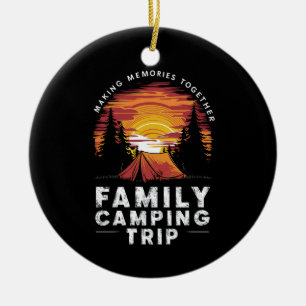 Vintage Family Camping Trip 2024 Matching Group Ceramic Ornament