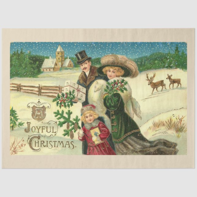 Vintage Family Christmas Tissue Paper (Front)