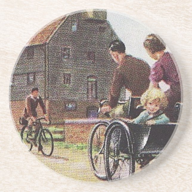 Vintage Family Cycling Coaster (Front)