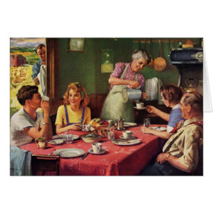 Vintage Family Eating Breakfast in the Kitchen